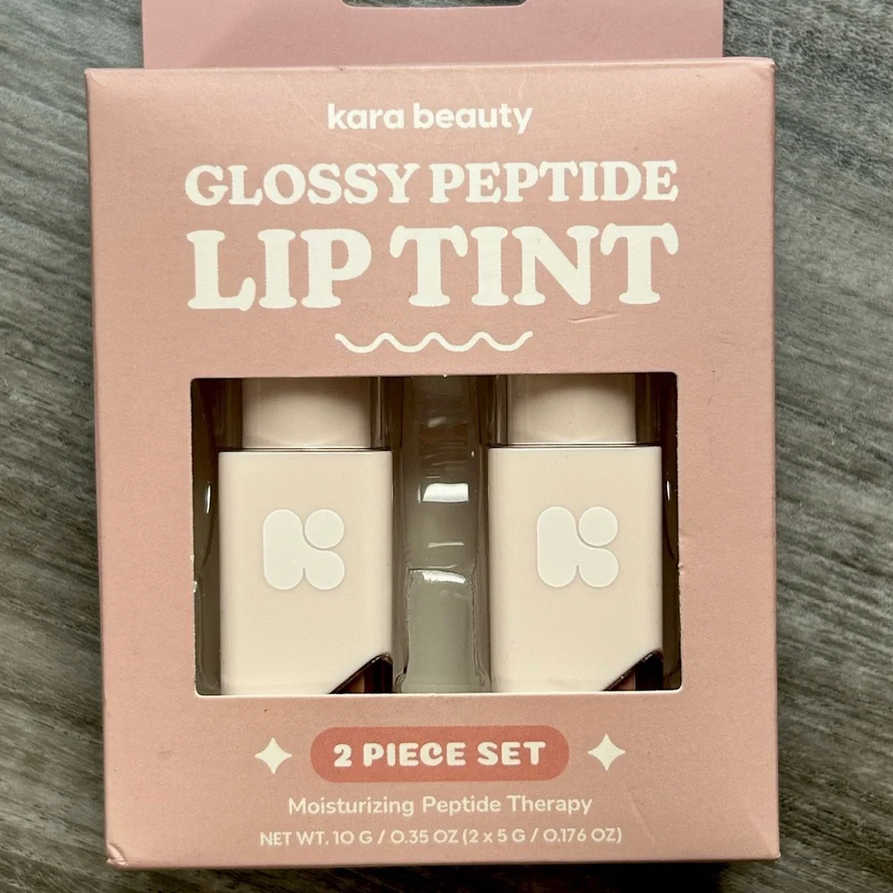 Kara Beauty Glossy Peptide Lip Tint 2-Piece Set-Milky Peach & Soft Brown